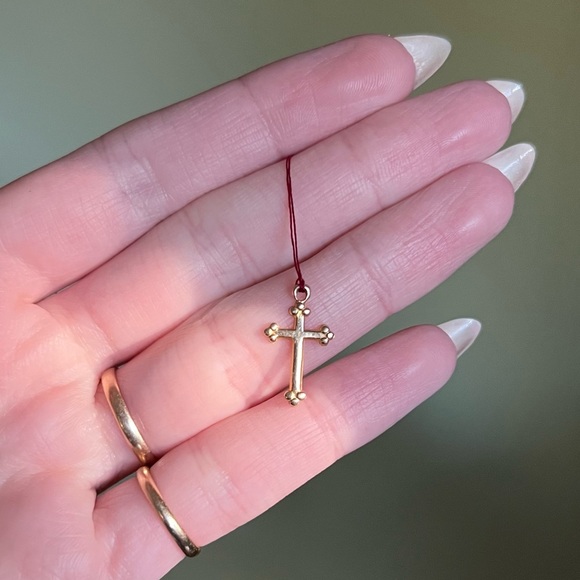Vintage Jewelry Dainty K Gold Cross Solid Gold Cross Charm Simple Minimalist Poshmark